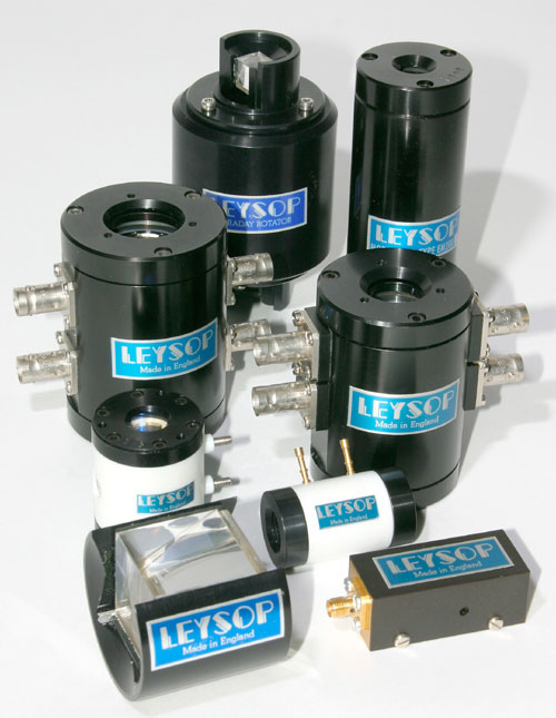 Some of the many electro-optic and polarizing devices which Leysop manufactures